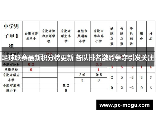 足球联赛最新积分榜更新 各队排名激烈争夺引发关注